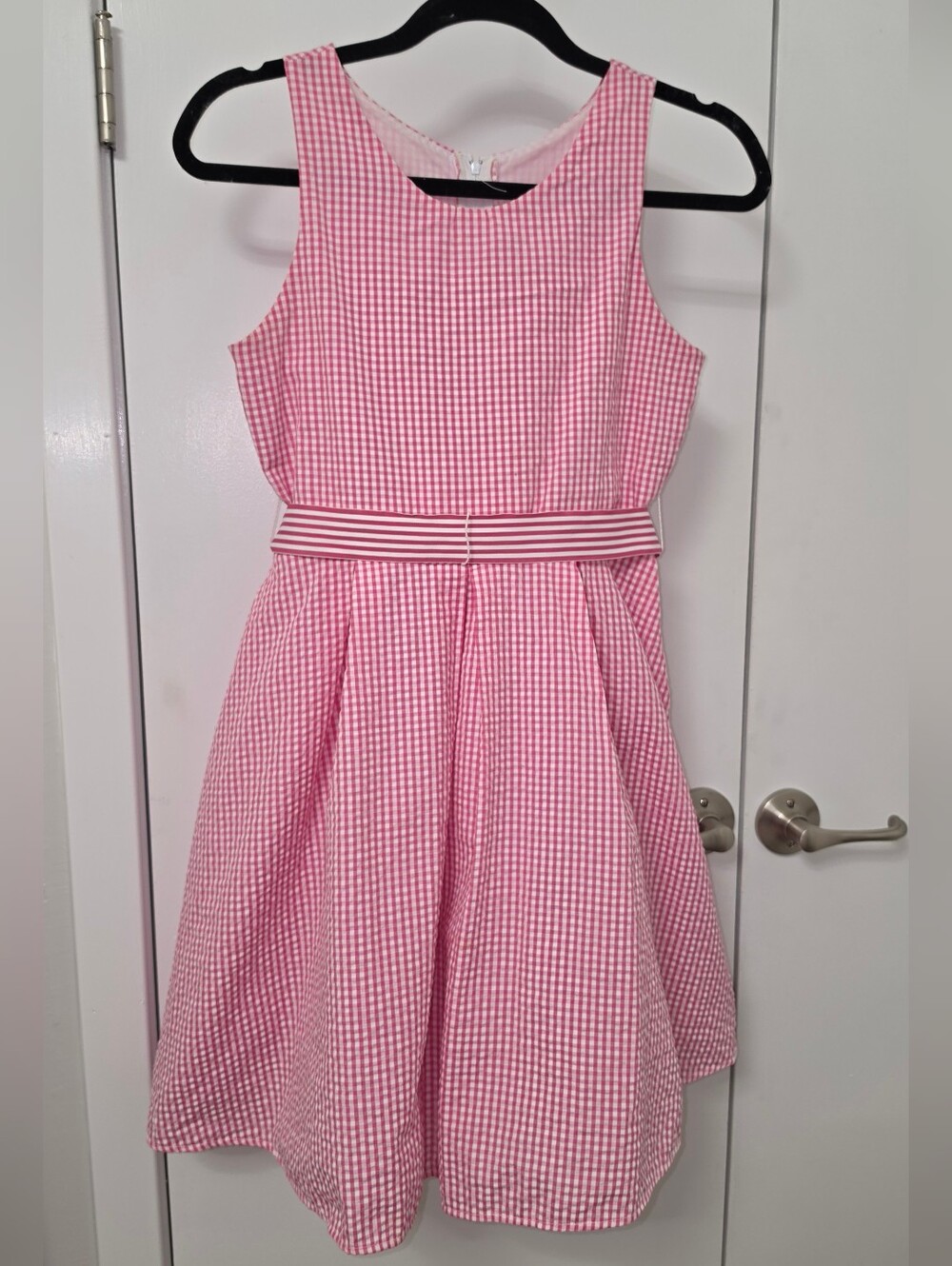 Rare Editions Tween 14 Pink White Gingham Pleated Dress